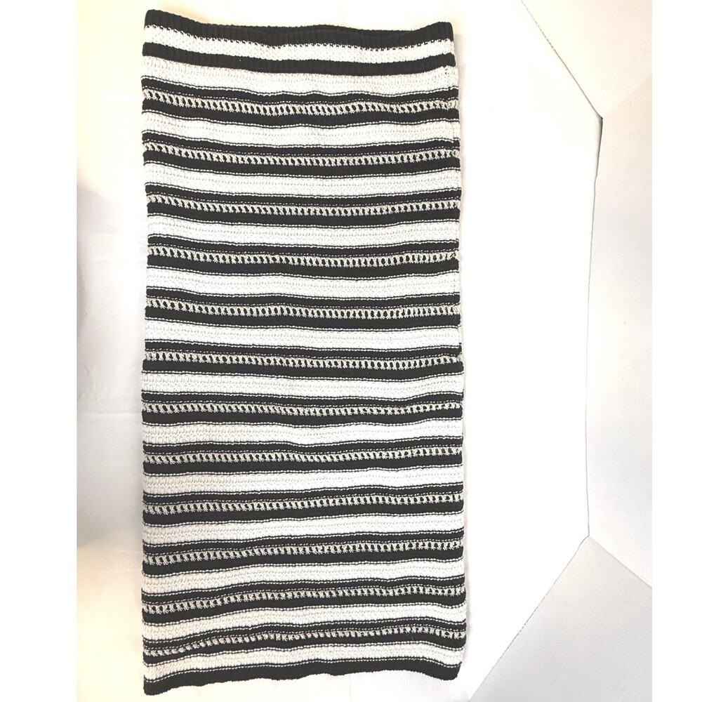 Nine West Black Cream Gold Metallic Knit Skirt XS
